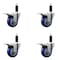 Service Caster 3.5'' Blue Poly Swivel 1-1/8'' Expanding Stem Caster Set Total Lock Brake, 4PK SCC-EXTTL20S3514-PPUB-BLUE-118-4 - alternate 1